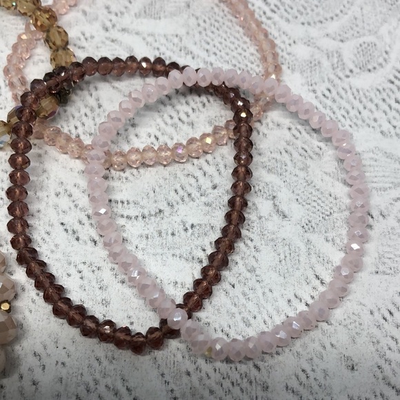 Bundle lot 5 crystal stretch stacklable layering bracelets boho festival - Picture 6 of 8